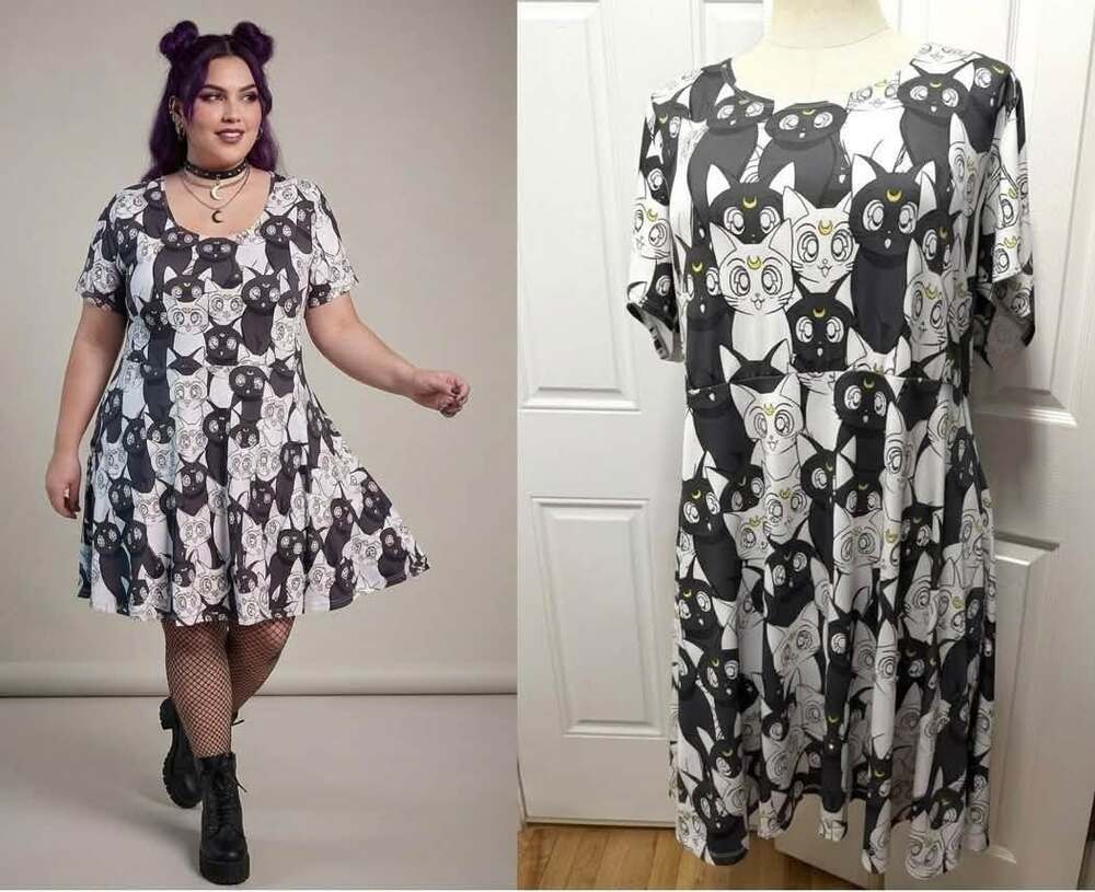 Torrid 5 (5X 28) Sailor Moon Luna Cat Artemis Print Skater Anime Punk Dress New